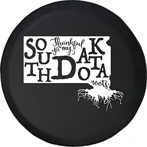 31 Inch Black Camper Spare Tire Cover with South Dakota State Roots Design - Durable Tire Protector for Trailers, Trucks, SUVs & RVs - Perfect for Road Trips & Outdoor Adventures