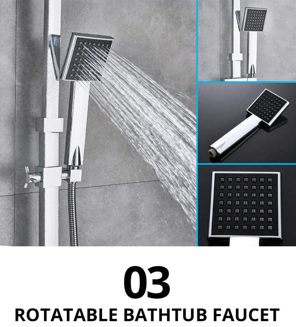 Chrome 8-inch Wall Mounted Bath Shower Mixer Faucet with Rotating Tub Spout, Rainfall Shower Head & Hand Shower - Perfect for Modern Bathroom Renovation and Spa-like Showering Experience