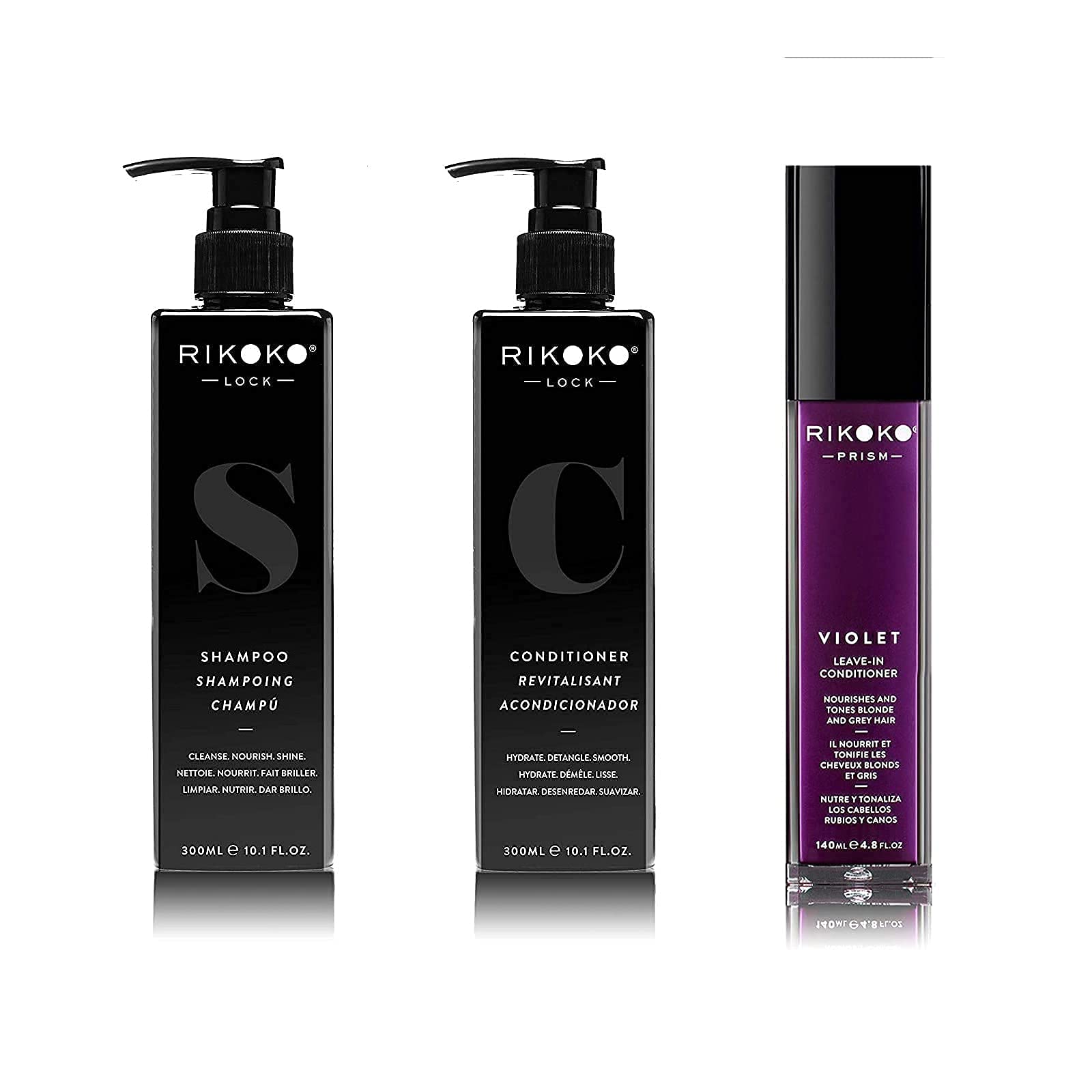 LOCK Coconut Shampoo & Conditioner Set with PRISM Violet Pigmented Leave-In Treatment for Dry, Damaged Hair | Sulfate-Free Hair Care Bundle for Frizz Control & Color Protection | Perfect for Daily Use & Salon-Quality Results at Home