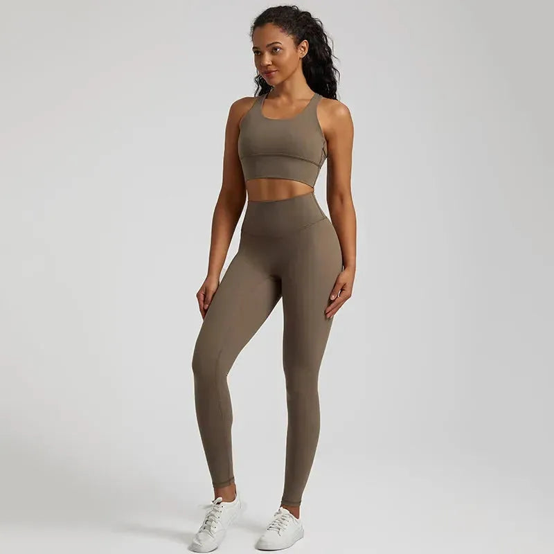 Buttery Soft 2-Piece Yoga Set for Women - Strappy Sports Bra & High Waist Leggings | Workout Outfit, Gym Clothing & Sports Suits | Perfect for Yoga, Pilates & Fitness Training