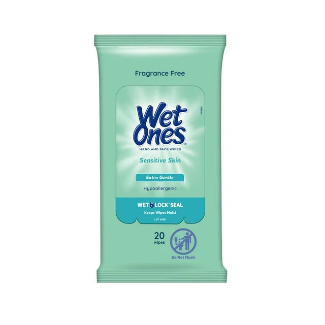 Wet Ones Sensitive Skin Hand Wipes - Hypoallergenic & Alcohol-Free for Gentle Cleaning - Travel, Baby Care & On-the-Go Hygiene (Assorted Sizes)