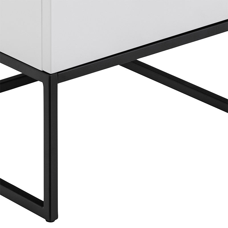 SVANA 40cm White & Black Bedside Table - Perfect for Small Spaces, Bedrooms & Nightstands