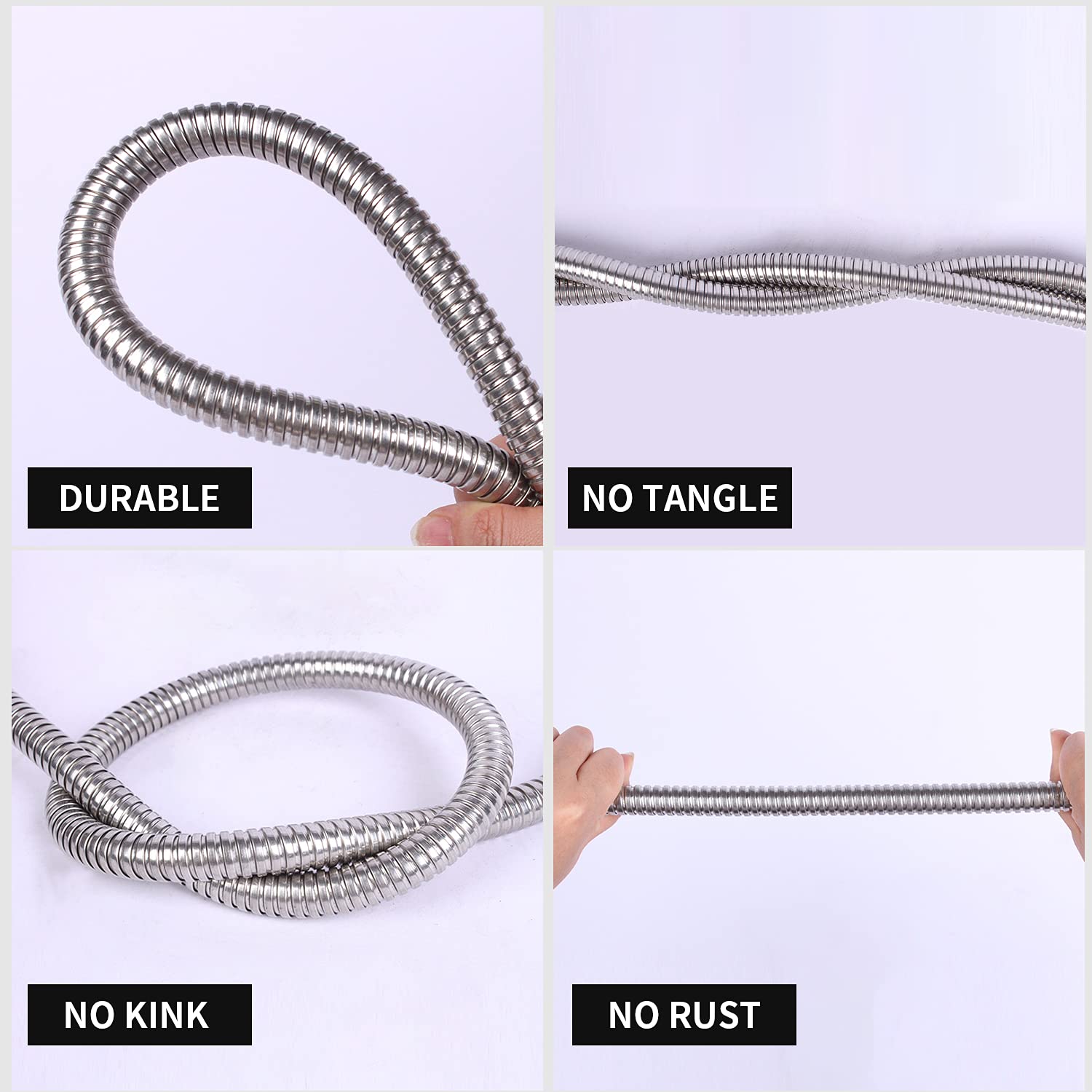 **Stainless Steel Garden Hose 6ft, 8ft, 12ft, 15ft, 30ft, 50ft - Heavy Duty Flexible Metal Water Hose with High Pressure Nozzle Sprayer - Perfect for Lawn, Garden, Car Washing & Outdoor Cleaning (8FT)**