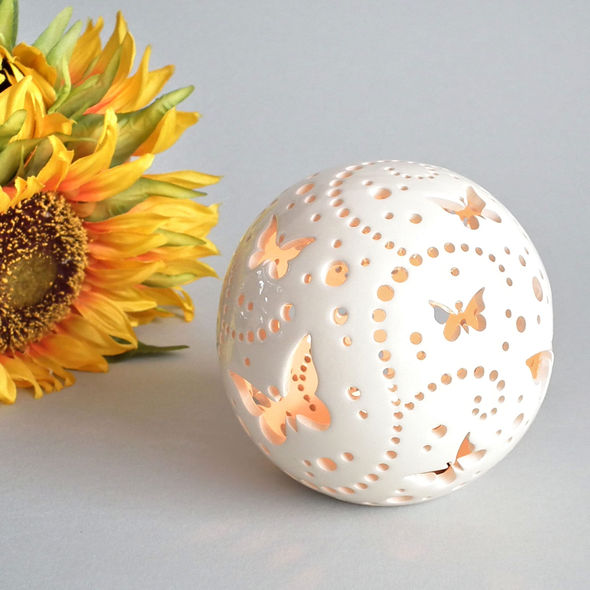 Handmade Butterfly Ceramic Lantern - Elegant Pottery Candle Holder for Home Decor, Wedding Centerpiece & Dining Tabletop - Perfect for Romantic Ambiance, Tea Light Display and Special Occasions