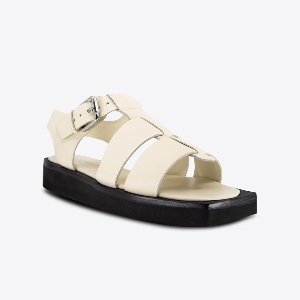 Hawkins Women's Off White & Black Sandals - Comfortable Casual Summer Shoes for Beach, Walking, and Outdoor Activities