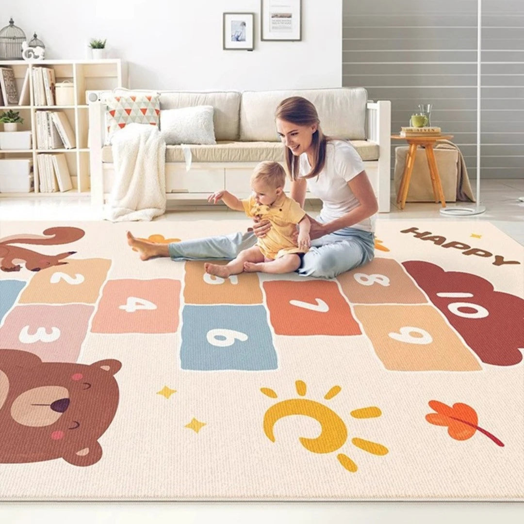 Premium Velvet Spillproof Nursery Rug for Kids - Soft & Durable Play Mat for Baby Crawling, Toddler Playroom & Daycare Flooring - Phyllis Wonderland Collection