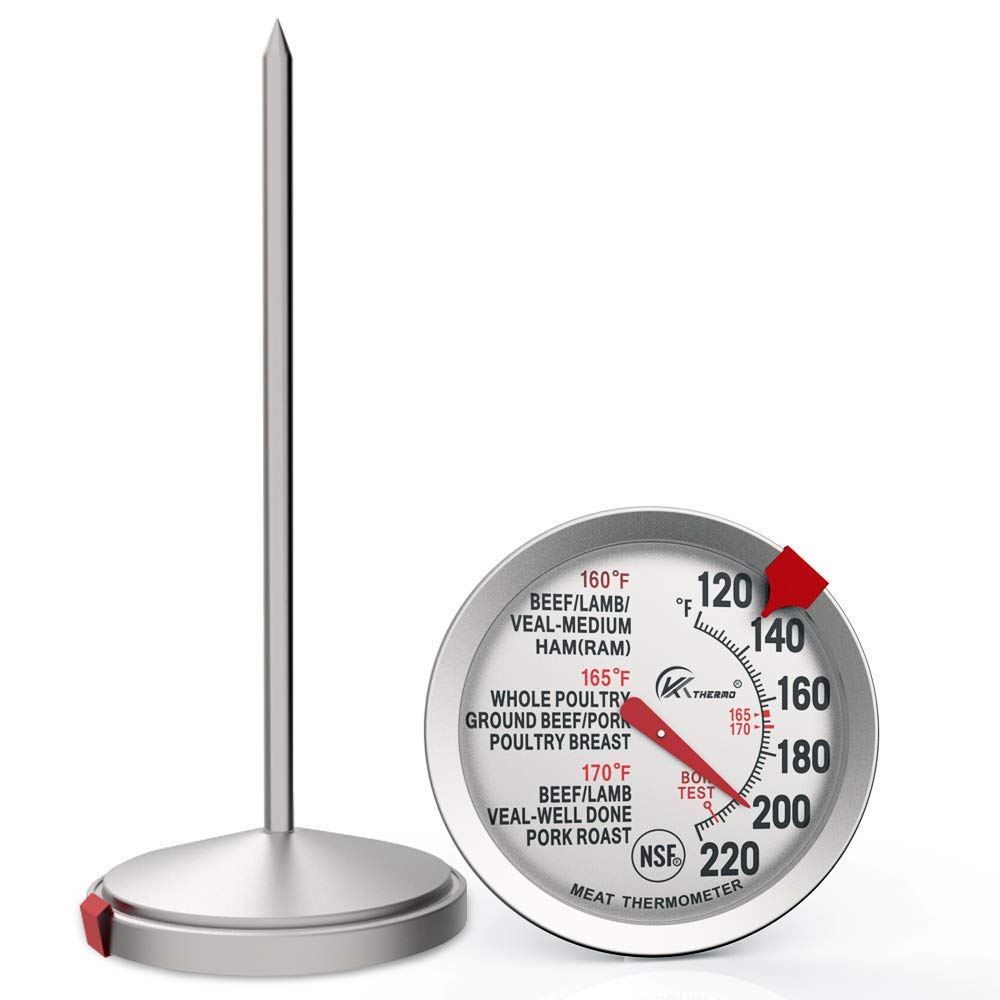 2 Pack KT THERMO Meat Thermometer - 2.5 Inch Stainless Steel Dial, Waterproof & Oven Safe - Instant Read BBQ Grill Thermometer for Cooking Steak, Turkey, Chicken - Perfect for Grilling, Baking, and Roasting