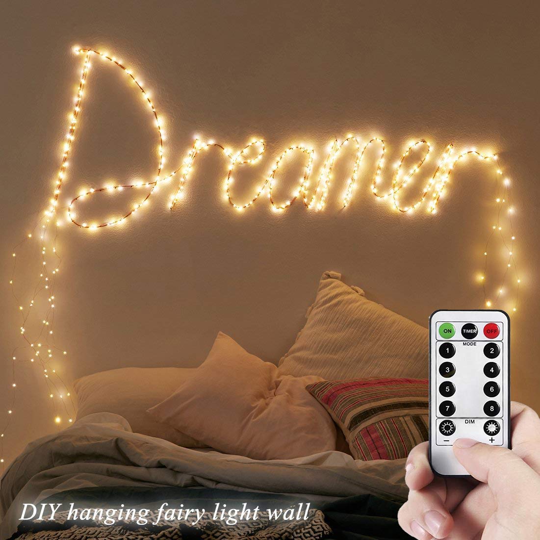Mintlemon 33ft 100 LED Fairy String Lights - 8 Dimmable Modes with Remote Control, USB Powered Twinkle Lights for Bedroom Decor, Garden Party, Wedding Backdrop, Tapestry & Gazebo Canopy - Create Magical Ambiance for Indoor/Outdoor Events