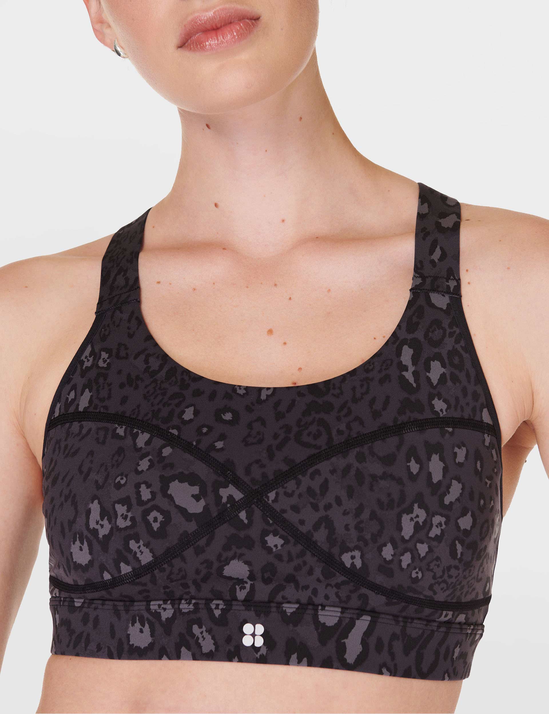 Power Medium Support Sports Bra - Black Luxe Leopard Print | High-Impact Workout & Yoga Activewear for Women | Gym, Running & Fitness Essentials