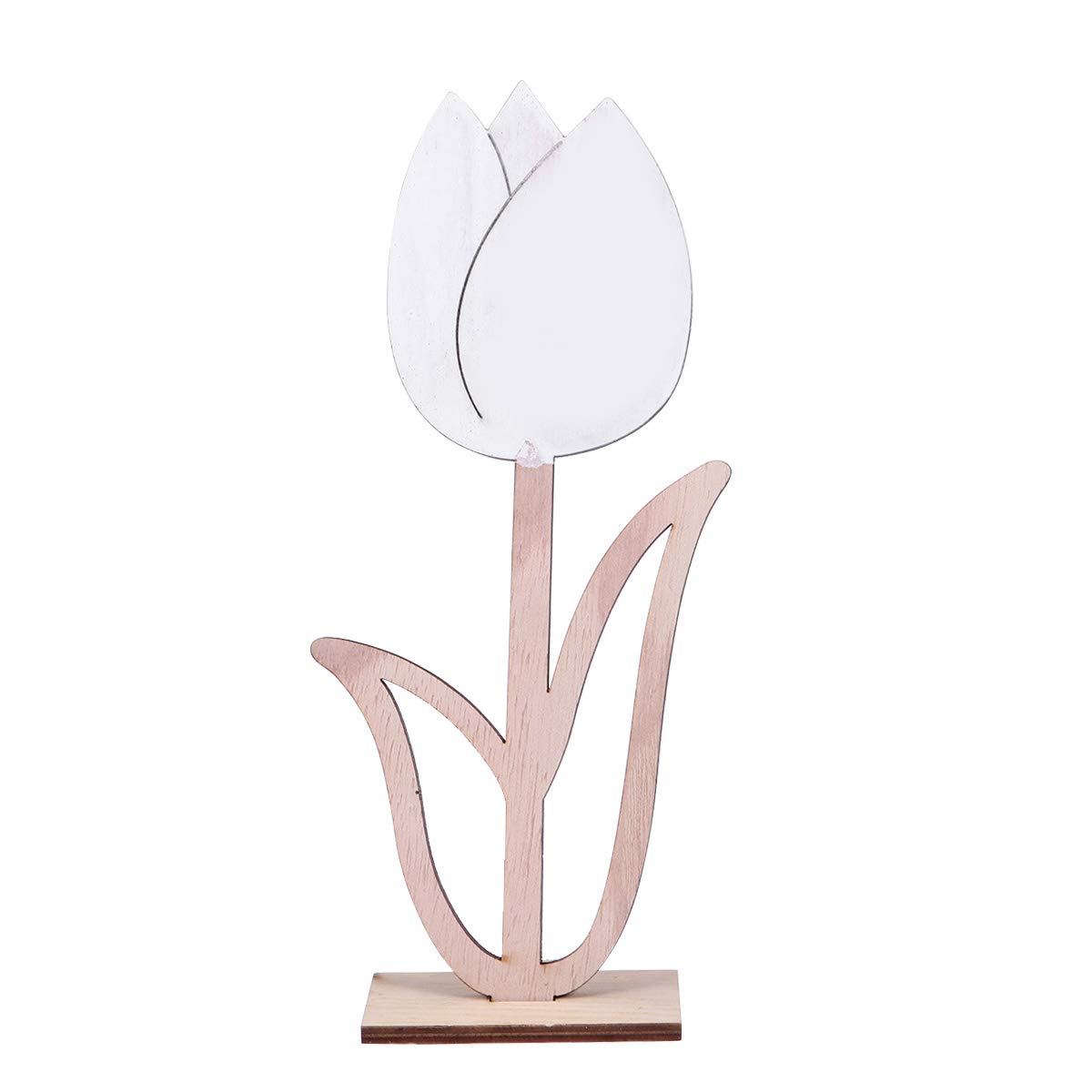 Amosfun Natural Wood Hollow Easter Decorations - Solid Tulip Flower Ornaments for Home, Spring Party & Easter Egg Hunt Decor