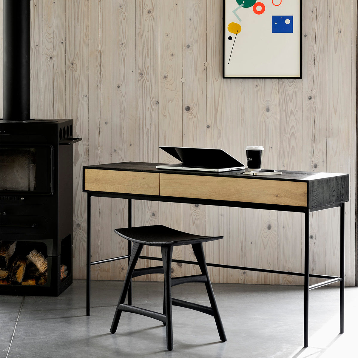 Ethnicraft Blackbird Desk - Modern Solid Wood Writing Desk for Home Office, Study & Workspace - Stylish & Durable Scandinavian Design
