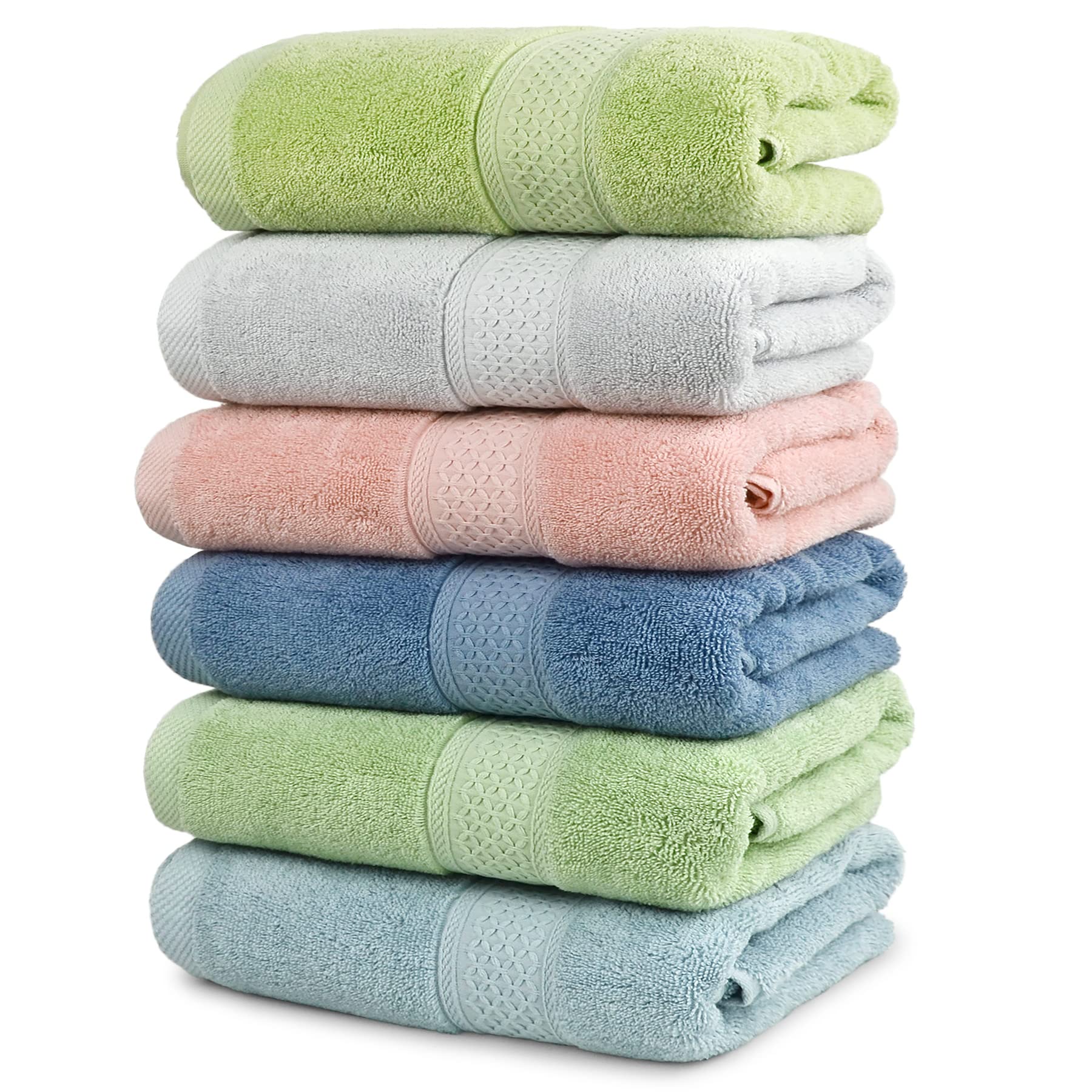 Premium Luxury Bath Towels Set of 6 - Ultra Soft & Highly Absorbent 55x27 Inch Shower Towels for Bath, Spa & Gym - Assorted Colors for Family Members - Perfect for Home, Hotel & Gift Giving