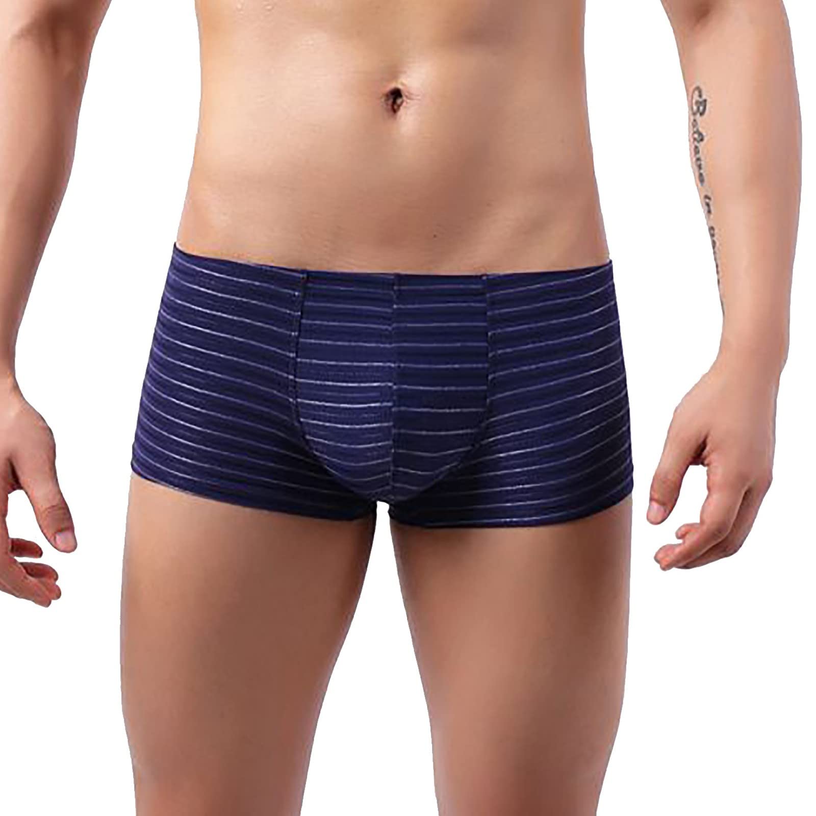 Breathable Men's Striped Boxer Briefs - Soft Cotton Underwear with Comfort Waistband for Everyday Wear | Gym, Work & Sleep | Trendy Striped Design in Multiple Colors