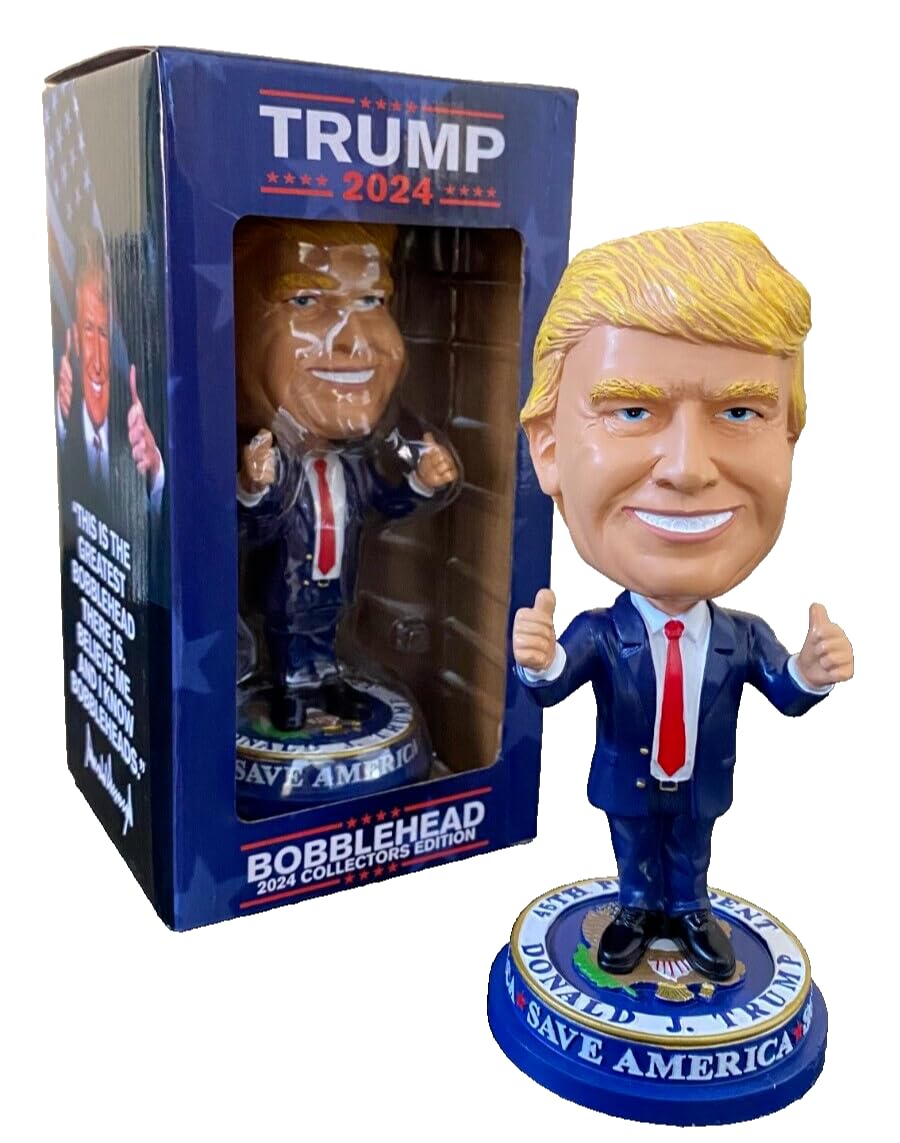 Trump 2024 Bobblehead - 'Save America' Collector's Edition Political Campaign Novelty Gift for Elections, Office Desk Decor & Conservative Memorabilia