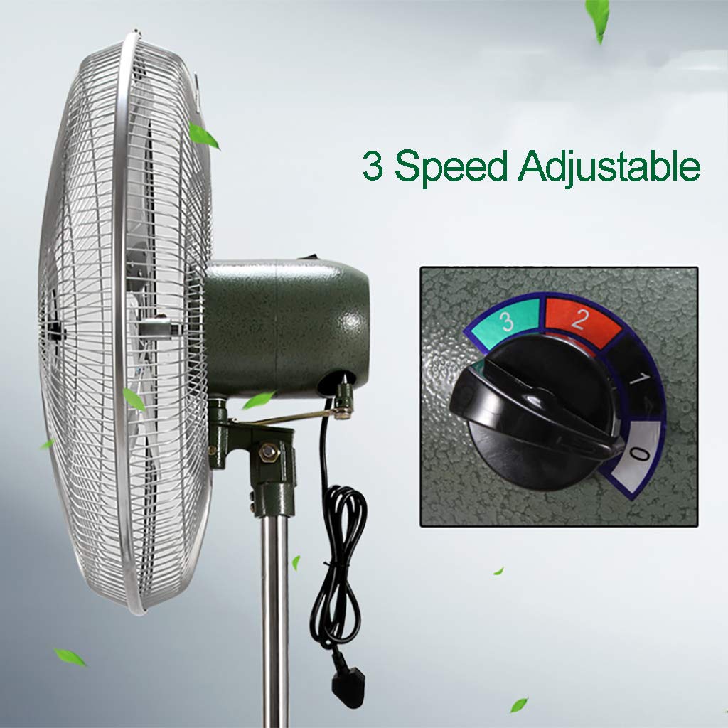 3-Speed Oscillating Pedestal Fan with Adjustable Height & Pure Copper Motor - Powerful Cooling for Home, Office, Shop & Factory - Ideal for Summer, Workplaces & Large Spaces