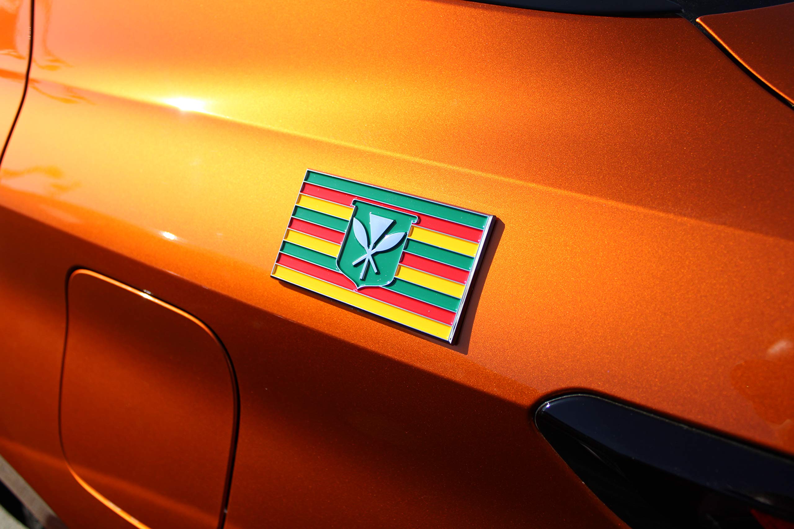 Hawaiian Flag Car Emblem - Chrome Plated Kanaka Maoli Flag Badge with Strong Adhesive Back (Peel & Stick) - Perfect for Car Decoration, Truck Accessories & Hawaiian Pride Display