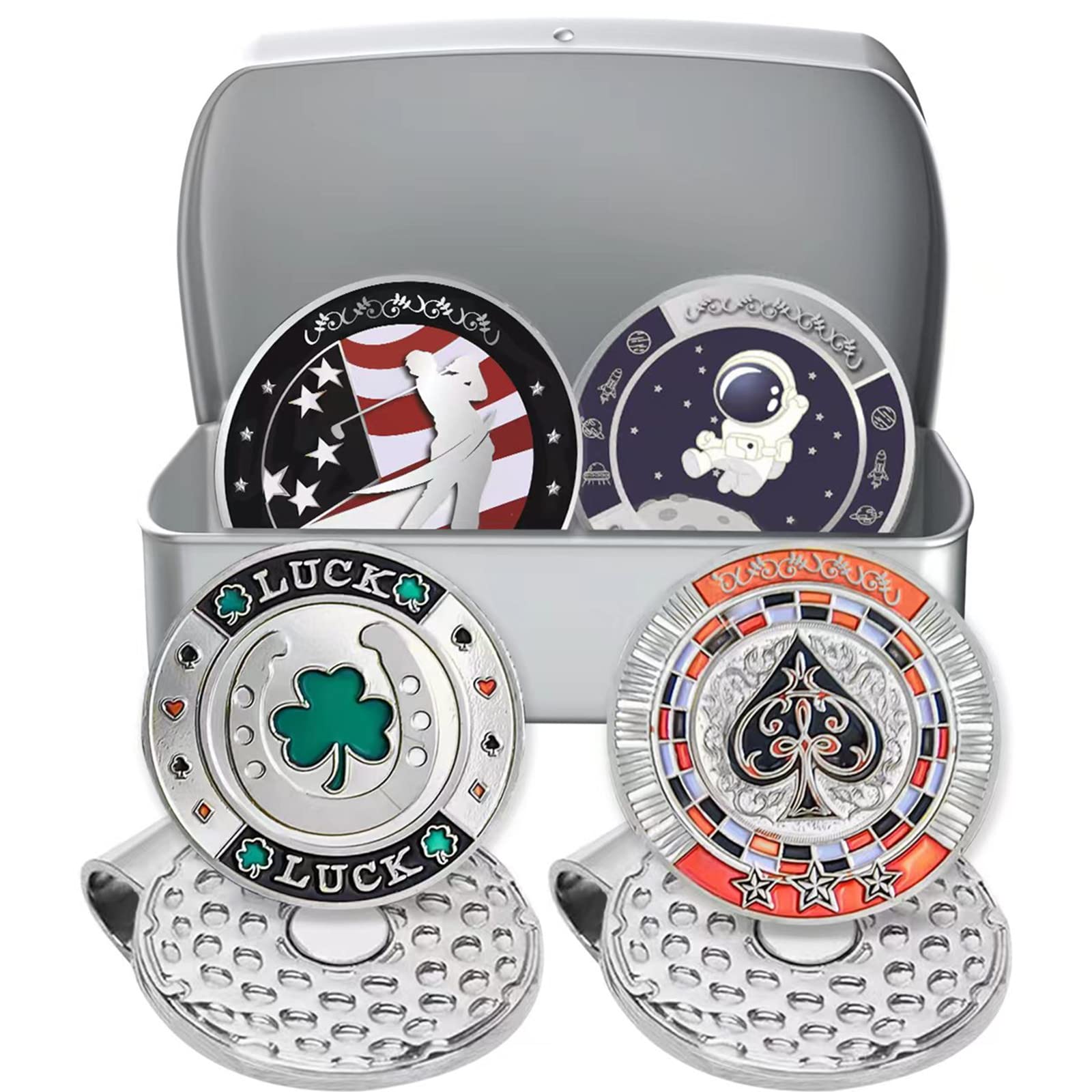 Premium Golf Ball Markers with Hat Clips & Storage Box - Magnetic Golf Accessories Set for Men & Women - Perfect Golf Gifts for Players & Enthusiasts - Ideal for Tournaments, Practice & Casual Play
