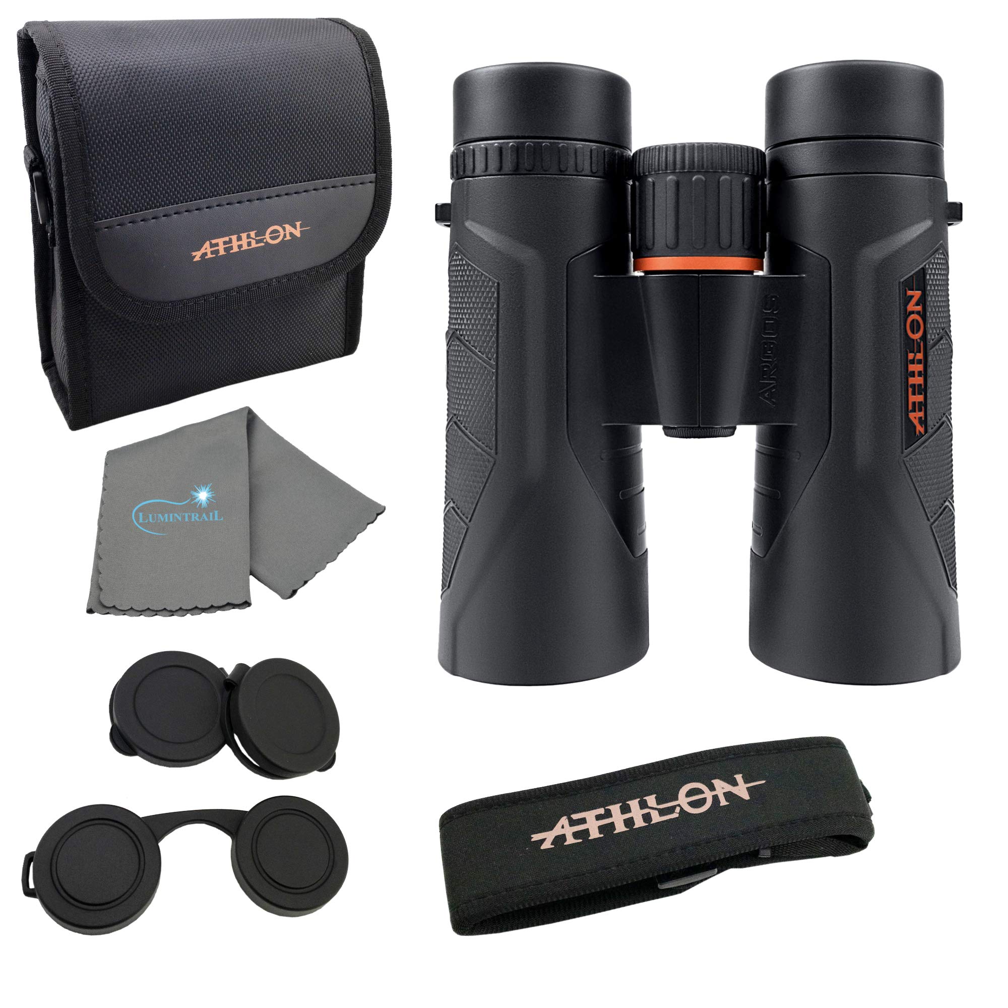 Athlon Optics Argos G2 UHD 8x42 Binoculars with Lumintrail Cleaning Cloth - High Definition Bird Watching, Hunting & Outdoor Adventure Binoculars Bundle