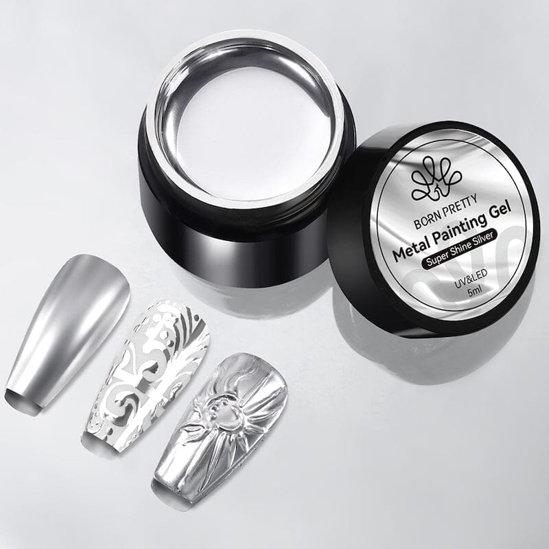 Metallic Silver & Gold Mirror Chrome Gel Nail Polish - High Shine, Long Lasting - Perfect for Nail Art, Manicures, and Special Occasions