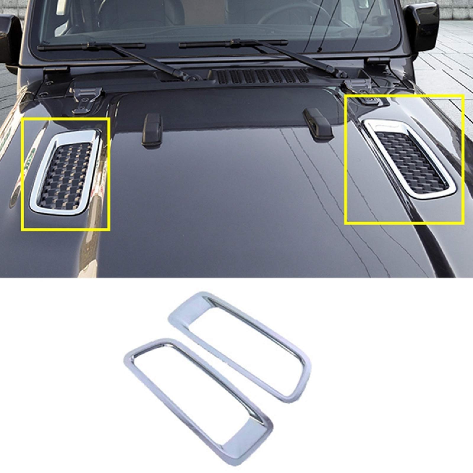 Jeep Wrangler JL 2018+ Car Engine Hood Air Vent Cover Decal - Durable AC Outlet Sticker for Off-Road & Custom Car Accessories - Perfect for Jeep Enthusiasts & Outdoor Adventures