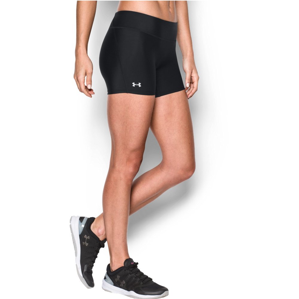 Under Armour Women's HeatGear Authentic Mid-Rise Workout Shorts - Moisture-Wicking & Breathable for Running, Yoga & Gym Training