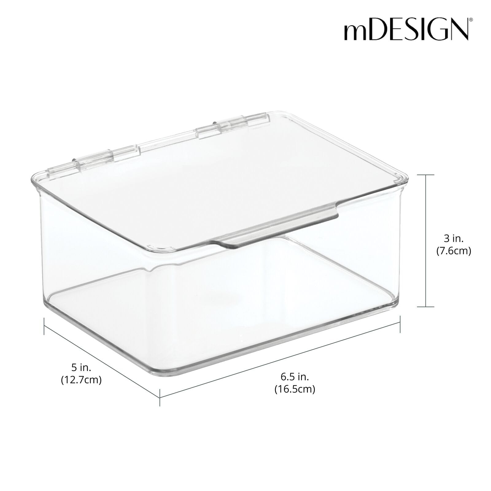 mDesign Clear Plastic Stackable Craft Storage Organizer Boxes with Hinged Lids - 8-Pack for Thread, Beads, Ribbon, Glitter, Clay & Sewing Supplies | Perfect for Craft Rooms, Crochet Projects & Fabric Organization (Lumiere Collection)