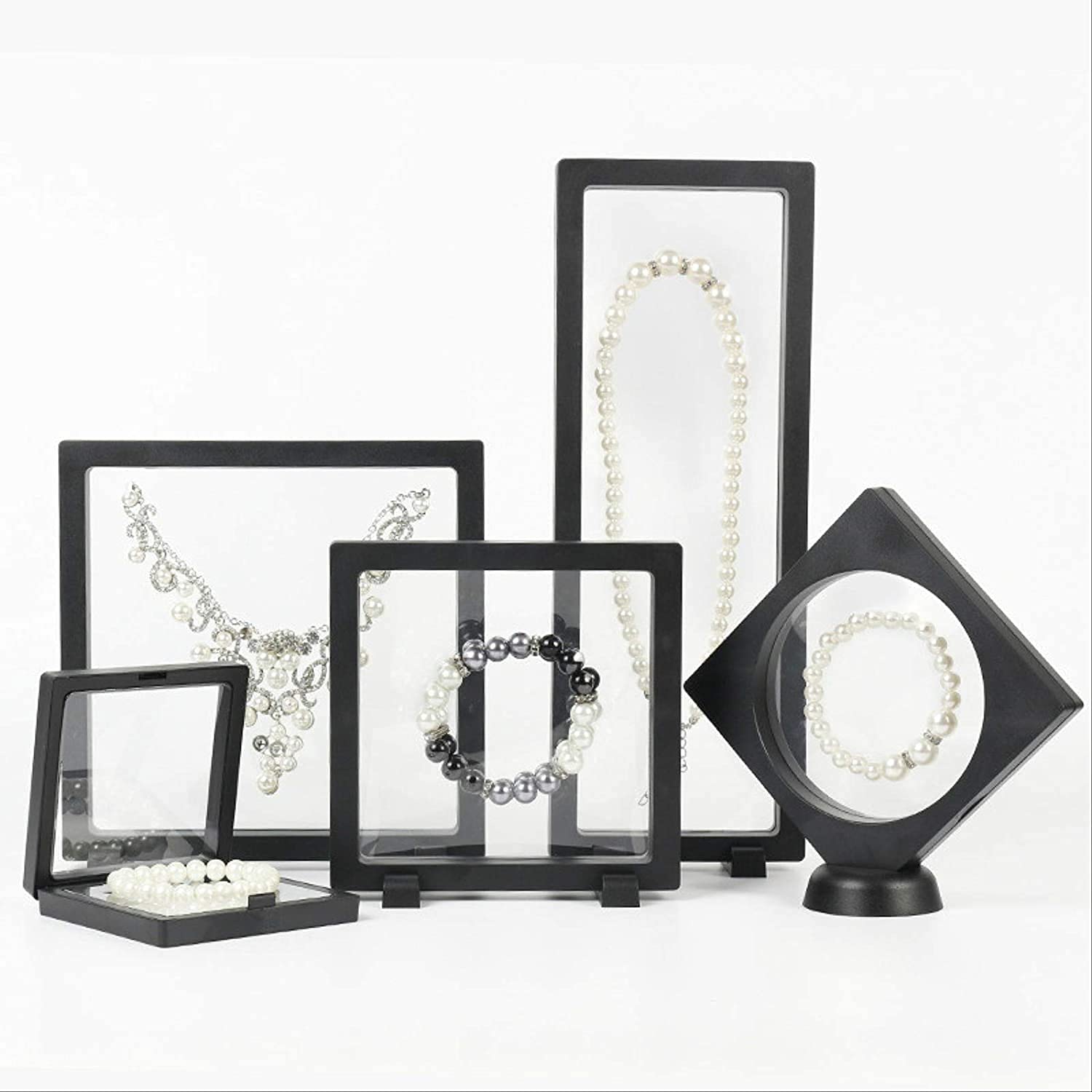 Feeon PE Film Jewelry Storage Box - Thin Film Suspension Display Case for Rings, Necklaces, Bracelets & Earrings - Transparent Jewelry Organizer (White Square, 2 Pack) - Perfect for Retail Stores, Boutiques & Home Jewelry Organization