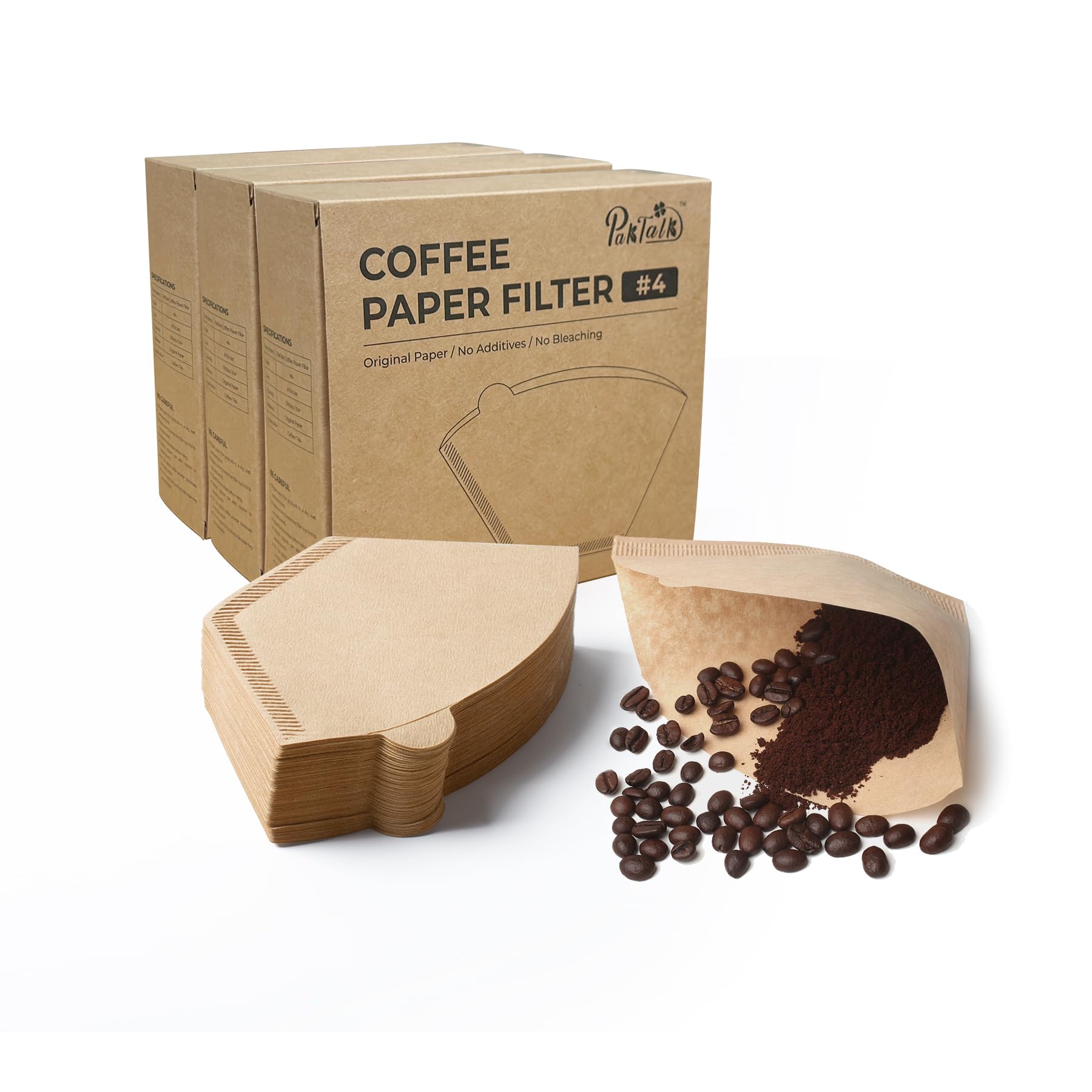 #4 Cone Coffee Filters - 300 Count, Natural Brown Paper for Pour Over & Drip Coffee Makers - Perfect for Home & Office Brewing