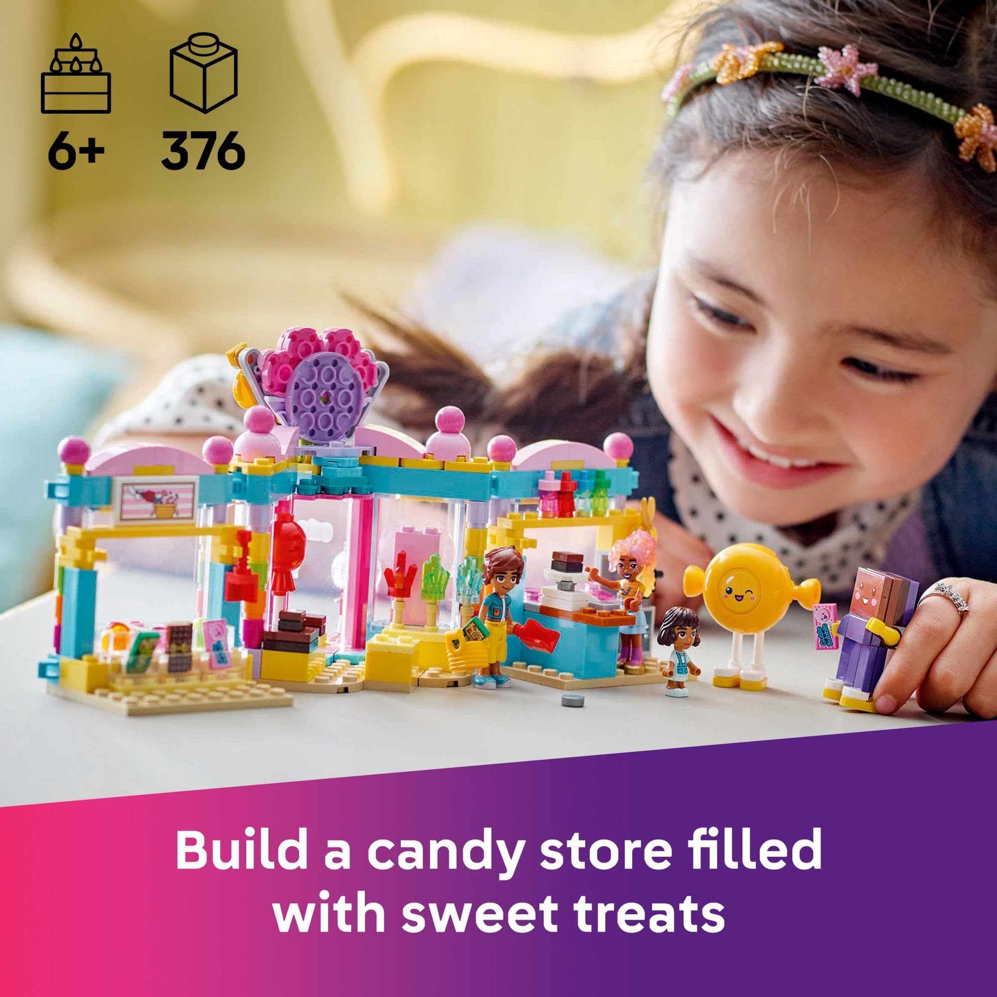 LEGO Friends Heartlake City Candy Store Building Toy Set for Kids Ages 6+ - 42649 | Creative Pretend Play with 2 Minidolls, Micro-Doll & Cat Figure | Perfect Birthday & Easter Gift for Girls & Boys | Fun Role-Playing & Storytelling Scenes