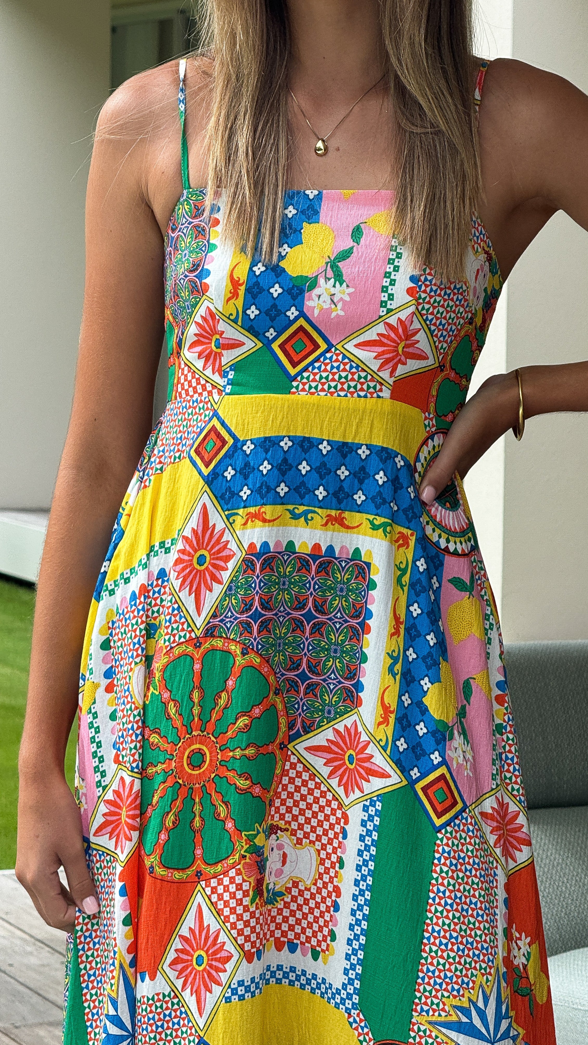 Jaylene Maxi Dress with Dazzle Print - Flowy Long Summer Dress for Women, Beach Wedding & Vacation Outfit