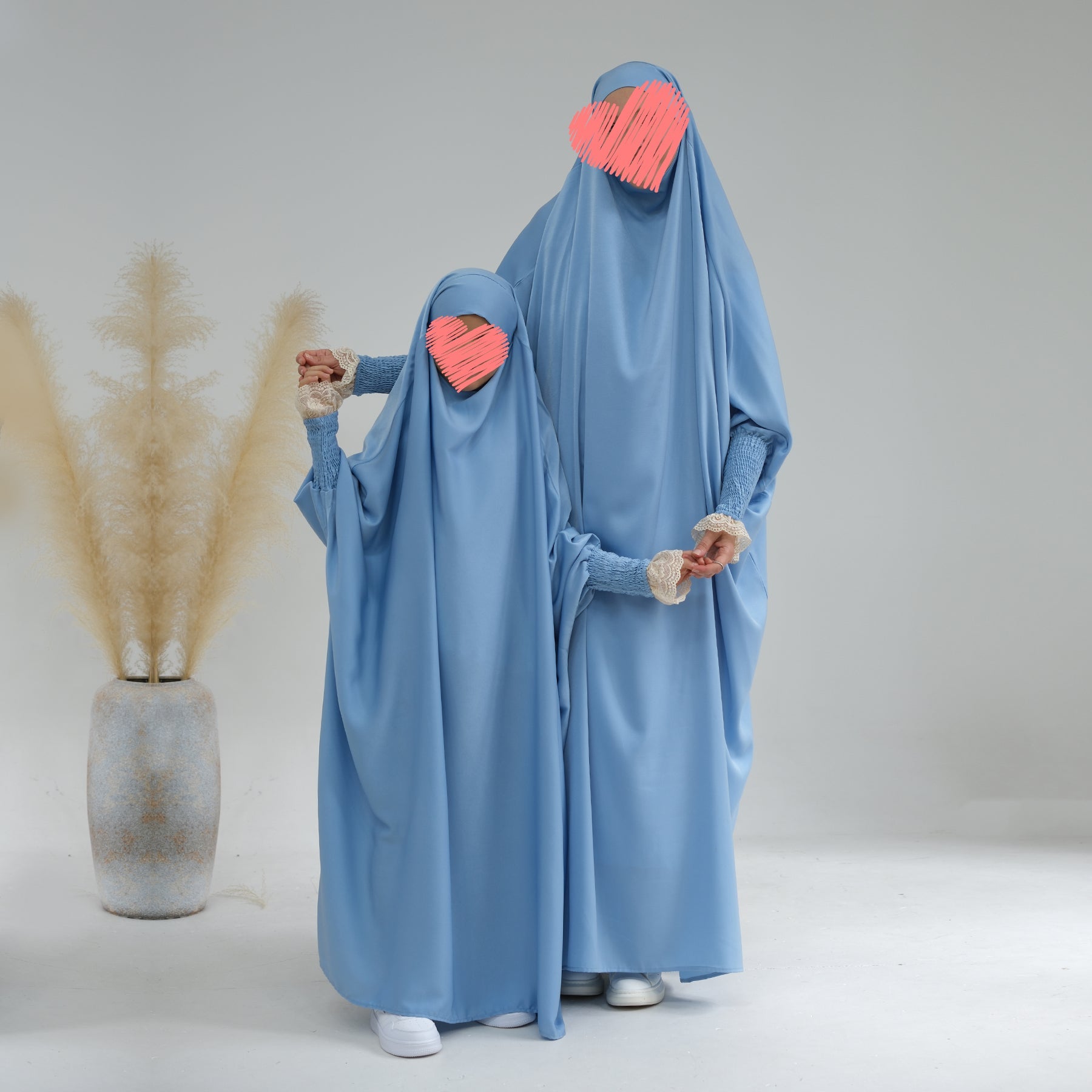 Marwa Kids Satin Jilbab Hijab - Soft Blue Islamic Headscarf for Girls | Perfect for School, Prayer & Special Occasions