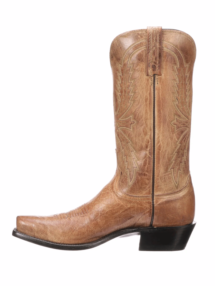 Lucchese N1547.54 Men's CRAYTON Mad Dog Snip Toe Cowboy Boots in Tan - Perfect for Western Rides & Country Events