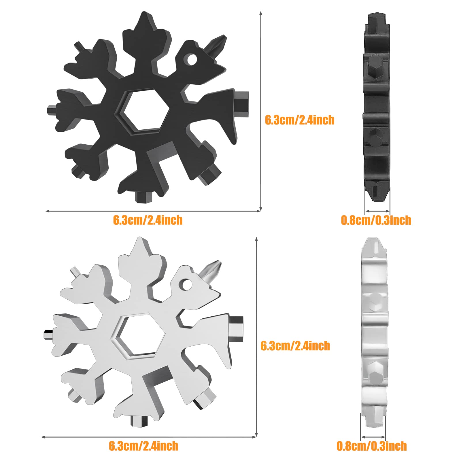 18-in-1 Snowflake Multitool for Men - Perfect Father's Day Gift, Birthday Present for Boyfriend, Husband & Dad - Cool Camping Gadgets & Outdoor Accessories (Great for Hiking, Survival Kits & Everyday Carry)