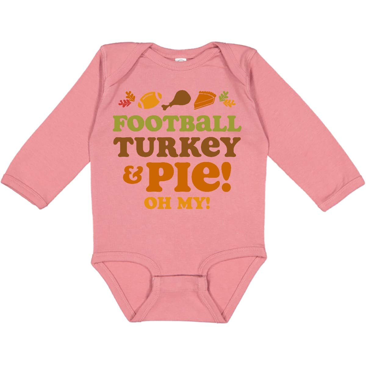 Inktastic Football Turkey and Pie Long Sleeve Baby Bodysuit - Perfect for Thanksgiving Family Gatherings & Holiday Photo Shoots
