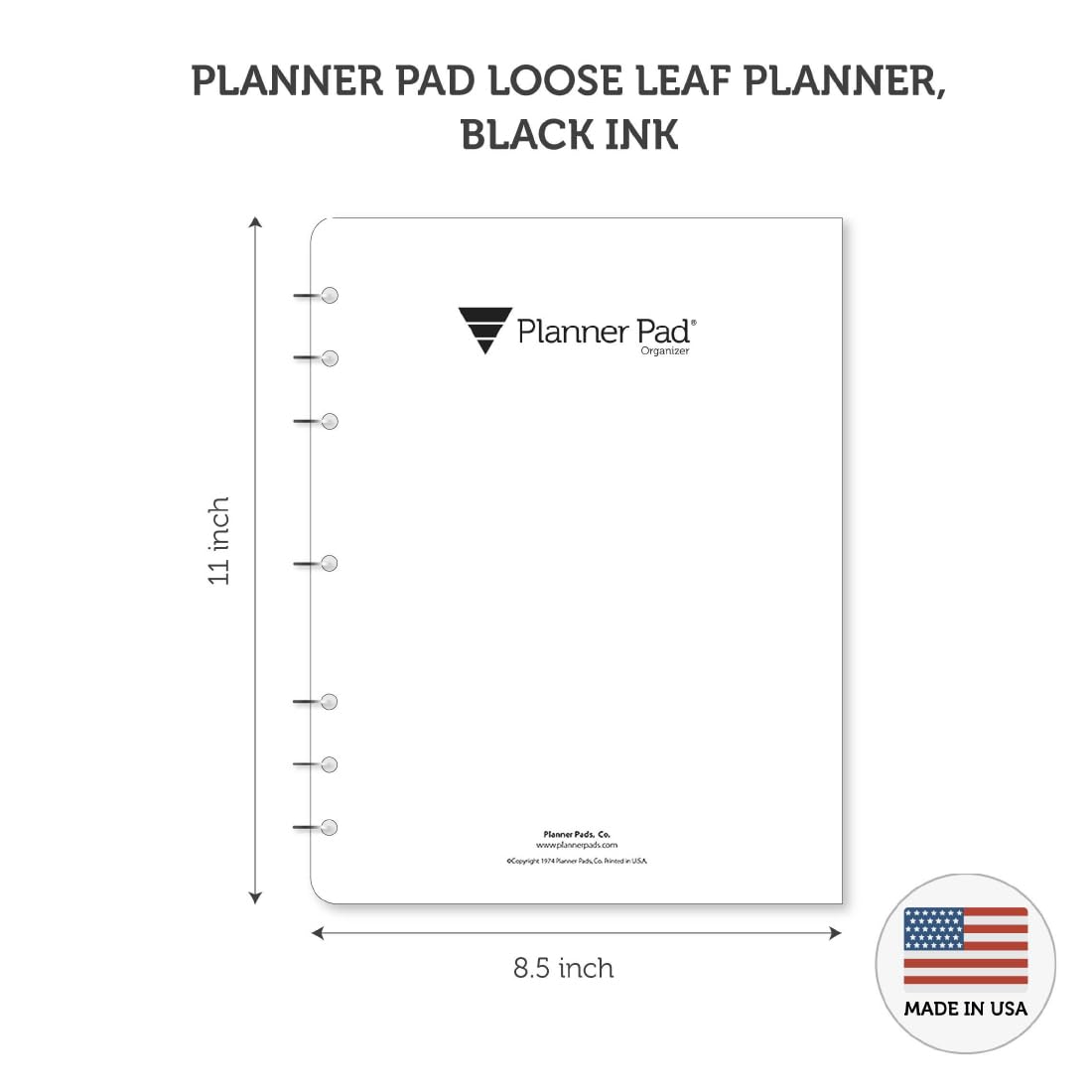 7-Hole Loose Leaf Planner Pad - 3-Tier Funnel Down System | 12-Month Organizer for Academic Year July 2024-June 2025 | 8.5