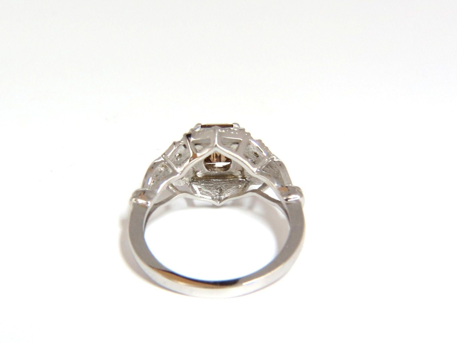 1.39ct Natural Fancy Brown Emerald Cut Diamond Ring VS2 Clarity - Victorian Deco Style for Engagement, Wedding & Anniversary Gifts