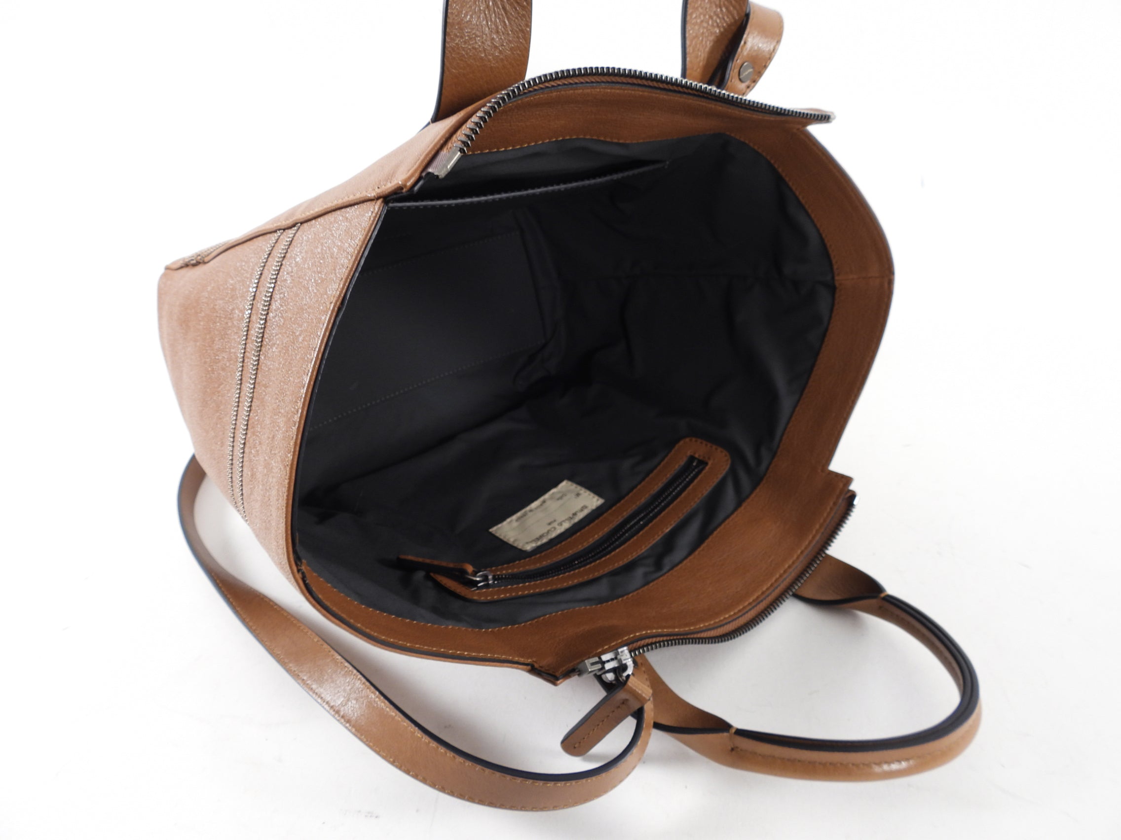 Brunello Cucinelli Genuine Leather Two-Way Satchel Handbag for Women - Brown Monili Crossbody & Shoulder Bag for Work, Travel & Everyday Use