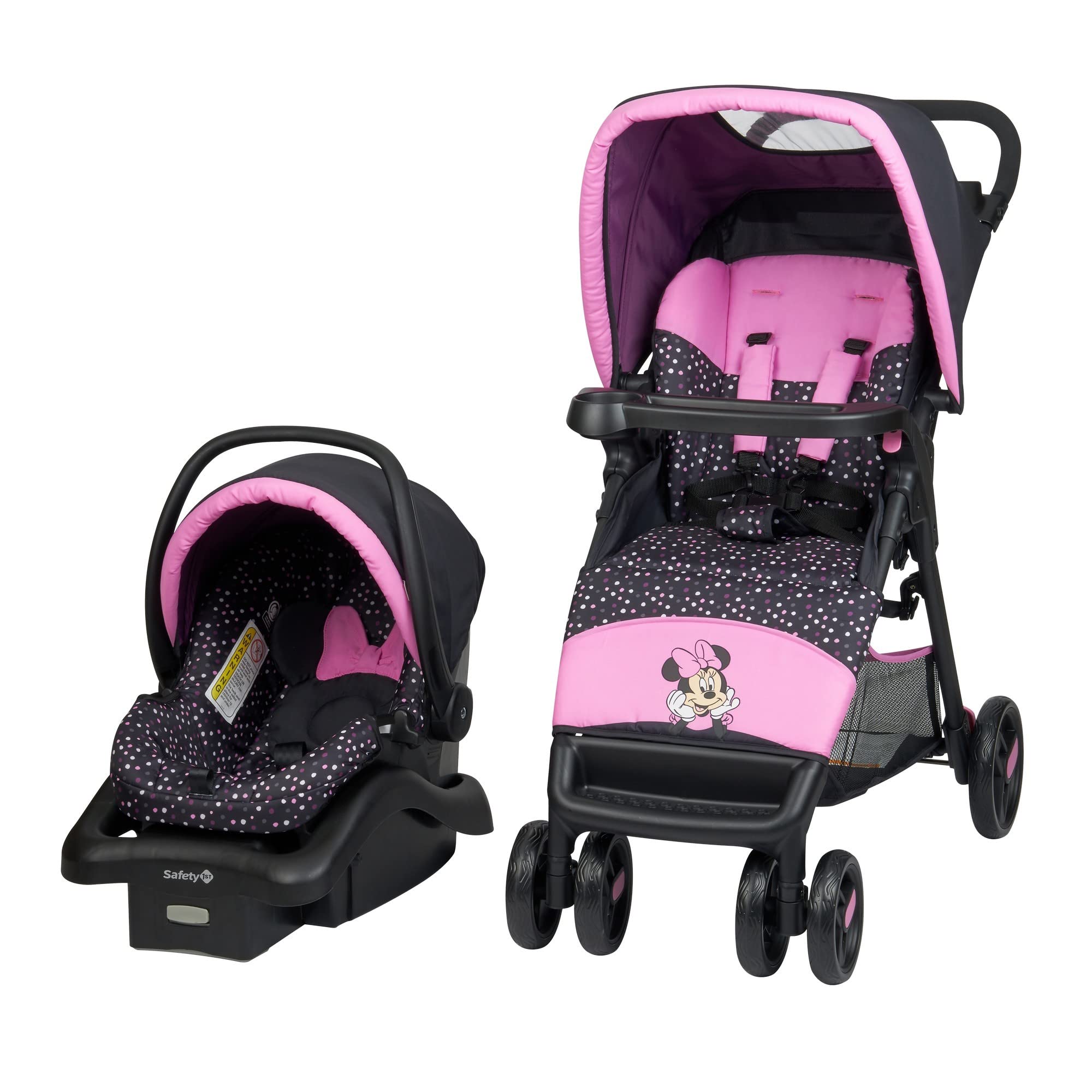 Disney Baby Minnie Mouse Simple Fold LX Travel Stroller System - Compact 1-Second Fold, Self-Standing Design for Easy Storage | Perfect for Travel, Shopping & Family Outings | Minnie Dot Party Pattern
