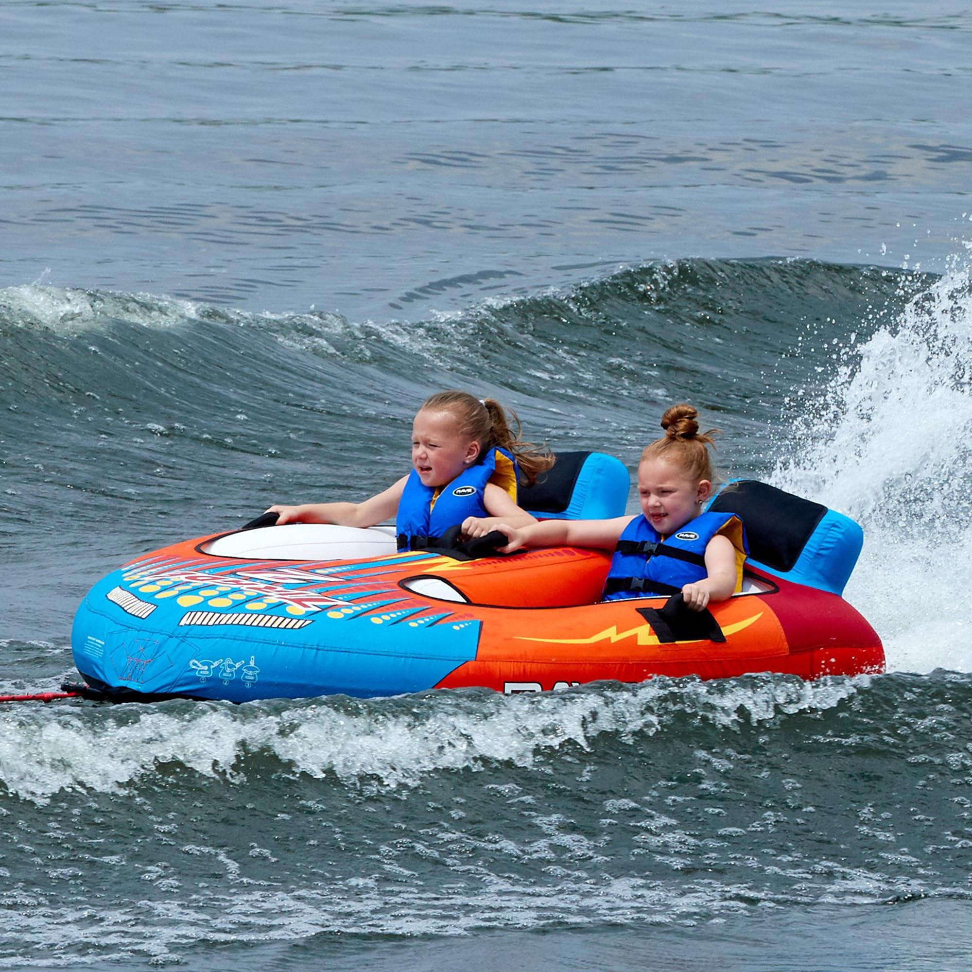 RAVE Sports Tirade II Inflatable Boat Towable Tube - 1-2 Rider Water Sports Towable for Lakes & Rivers, Perfect for Summer Fun & Family Adventures
