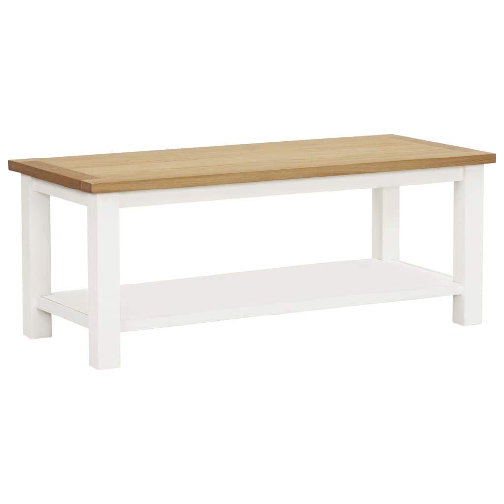 Solid Oak Wood Square Coffee Table with Storage - 43.3
