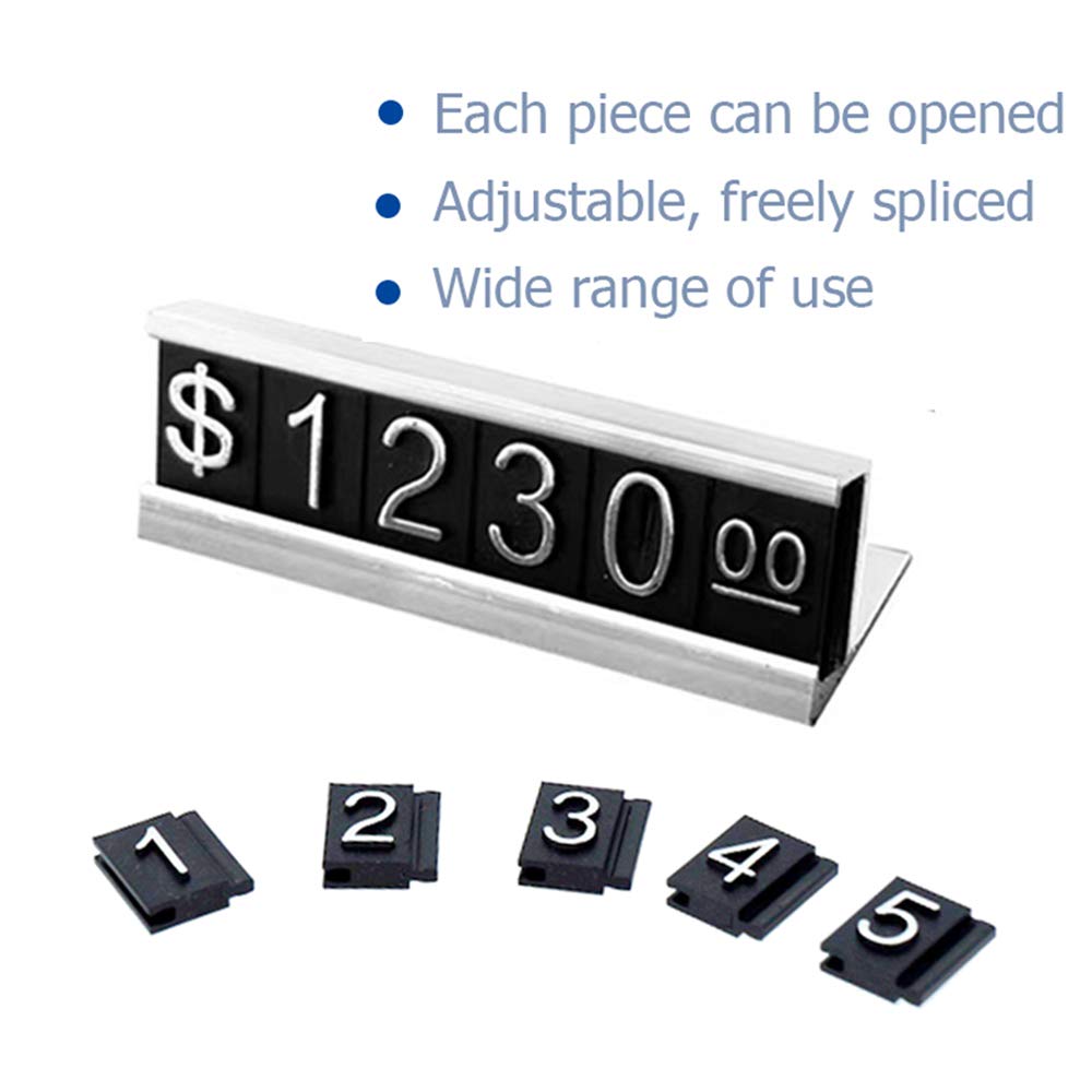 Adjustable Metal Price Tag Stand - 16 Sets (Silver) for Retail Displays
