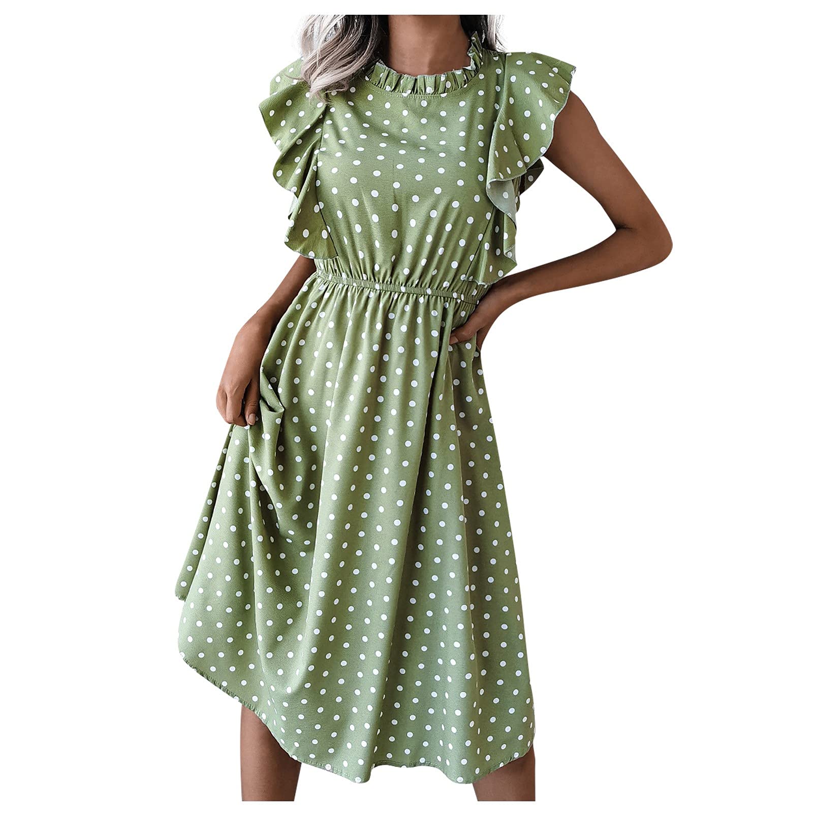Women's Spring & Summer Short-Sleeve Slim Fit Retro Print Dress - Perfect for Beach Vacations, Date Nights & Casual Outings