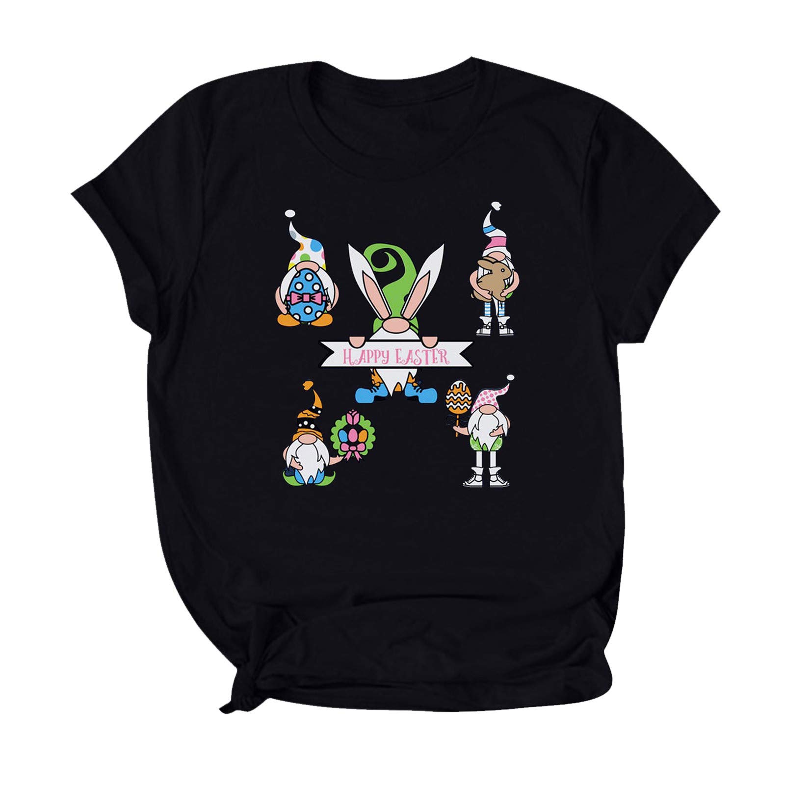 Women's Easter Printed Crewneck T-Shirt - Loose Fit Long Sleeve Blouse for Casual Wear, Spring Outfits & Holiday Celebrations