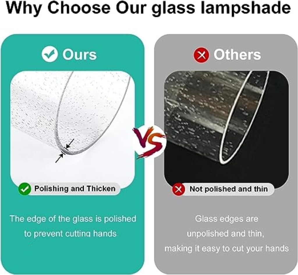 1 Pack Clear Seeded Glass Lamp Shade Replacement - 1-5/8-Inch Fitter Opening for Pendant Lights, Floor Lamps, Desk Lamps & Wall Sconces - Perfect for Living Room, Bedroom, Bathroom Vanity & Dining Room Lighting