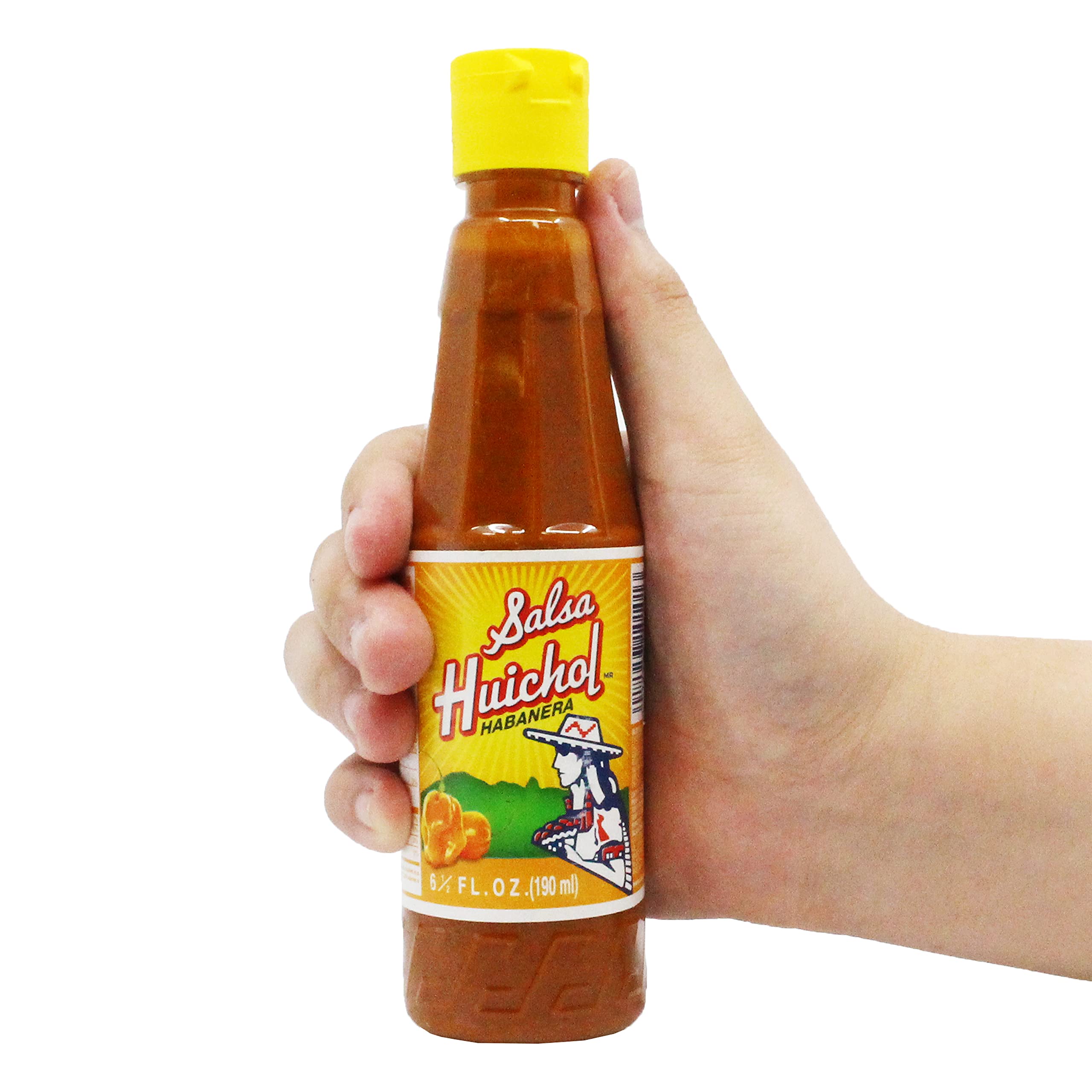 Spicy Salsa Huichol Habanera Hot Sauce - 6.5 oz Bottle - Authentic Mexican Hot Sauce for Tacos, Burritos & Grilled Meats - Perfect for Home Cooking & Restaurant Use