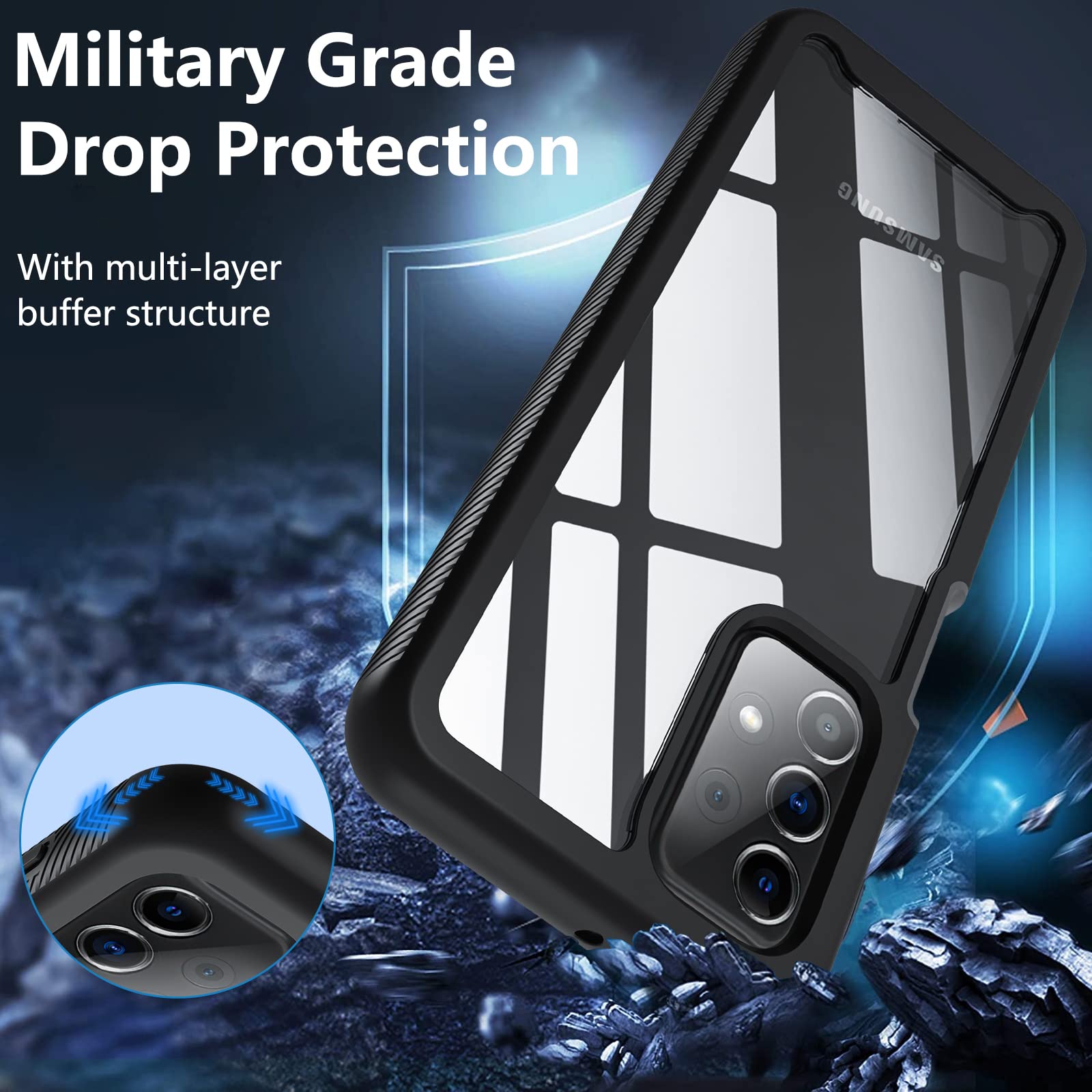 BESINPO Military Grade Shockproof Rugged Case for Samsung Galaxy A23 5G - 360 Full Body Protection with Built-in Screen Protector | Heavy Duty Bumper Cover for Everyday Use, Outdoor Activities & Work