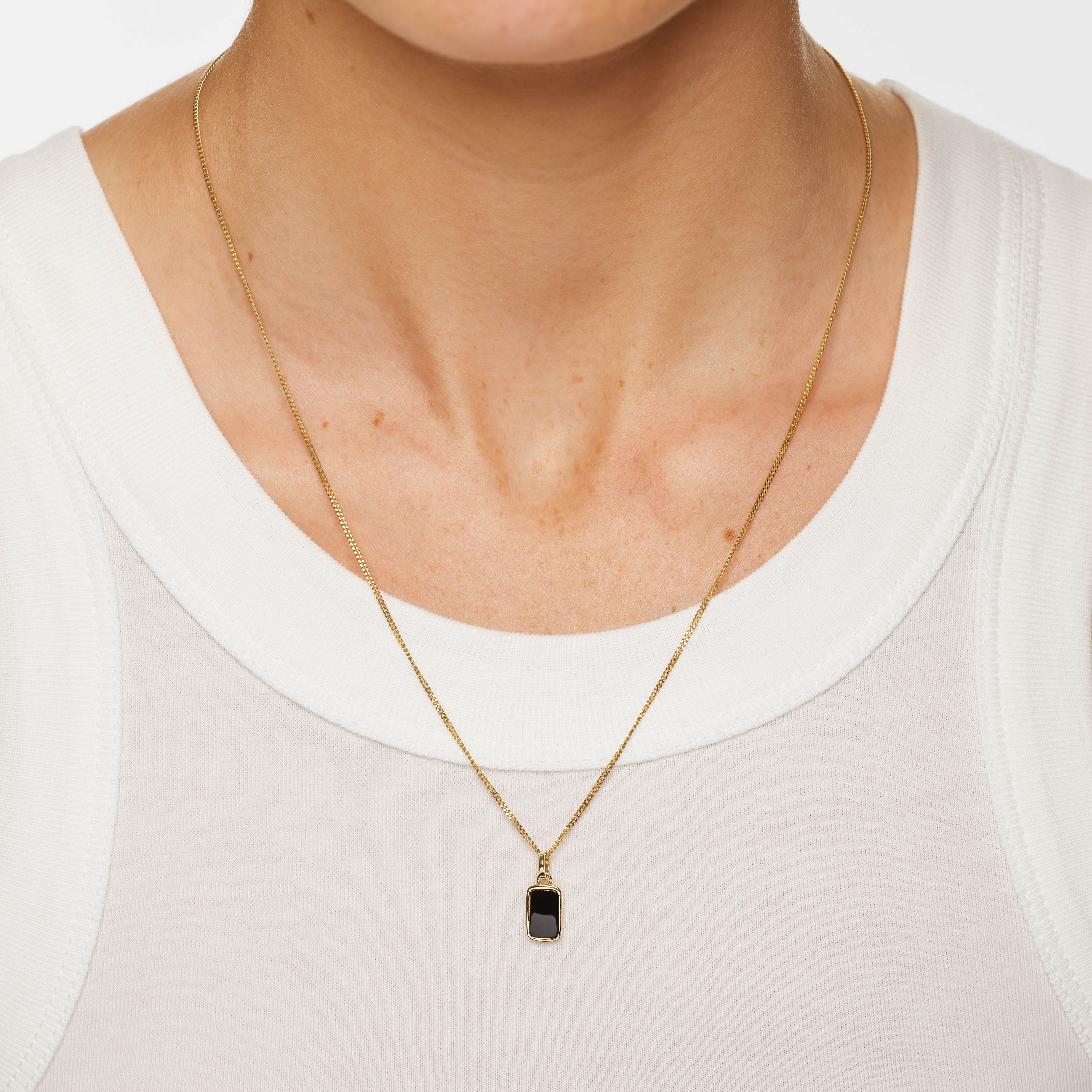 Elegant Micro Black Onyx Unisex Gold Pendant Necklace - Perfect for Gifts, Weddings & Everyday Wear