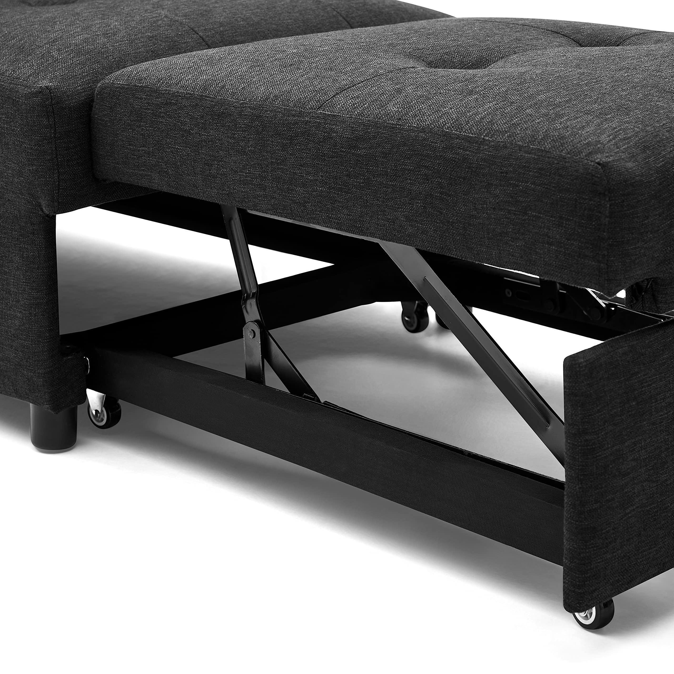 4-in-1 Ottoman Sleeper Chair - Foldable Sofa Bed with Storage Bag | Convertible Single Bed, Lounge Chair & Chaise for Small Spaces | Perfect for Guest Room, Studio Apartment & Office (Black)