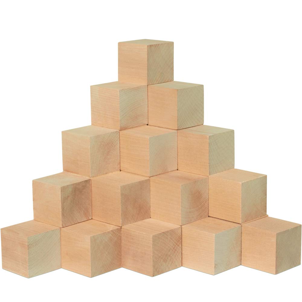 2-inch DIY Wood Cubes - Pack of 100 Small Natural Wooden Blocks for Baby Showers, STEM Toys, Building Crafts, and Blank Wooden Dice | Perfect for Baby Gifts, Educational Play, and DIY Projects - by Woodpeckers