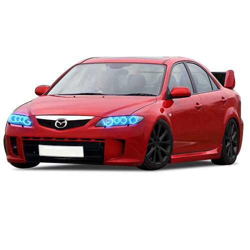Flashtech Bright Blue LED Halo Ring Headlight Kit for Mazda 6 2003-2008 - Upgrade Your Car Lighting for Night Driving & Custom Styling